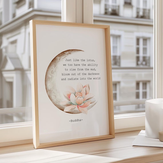 Lotus Flower Quote Art Print, Zen Spiritual Decor