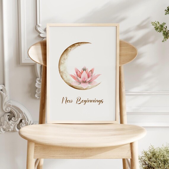 New Beginnings Quote Art Print, Positive Daily Reminder