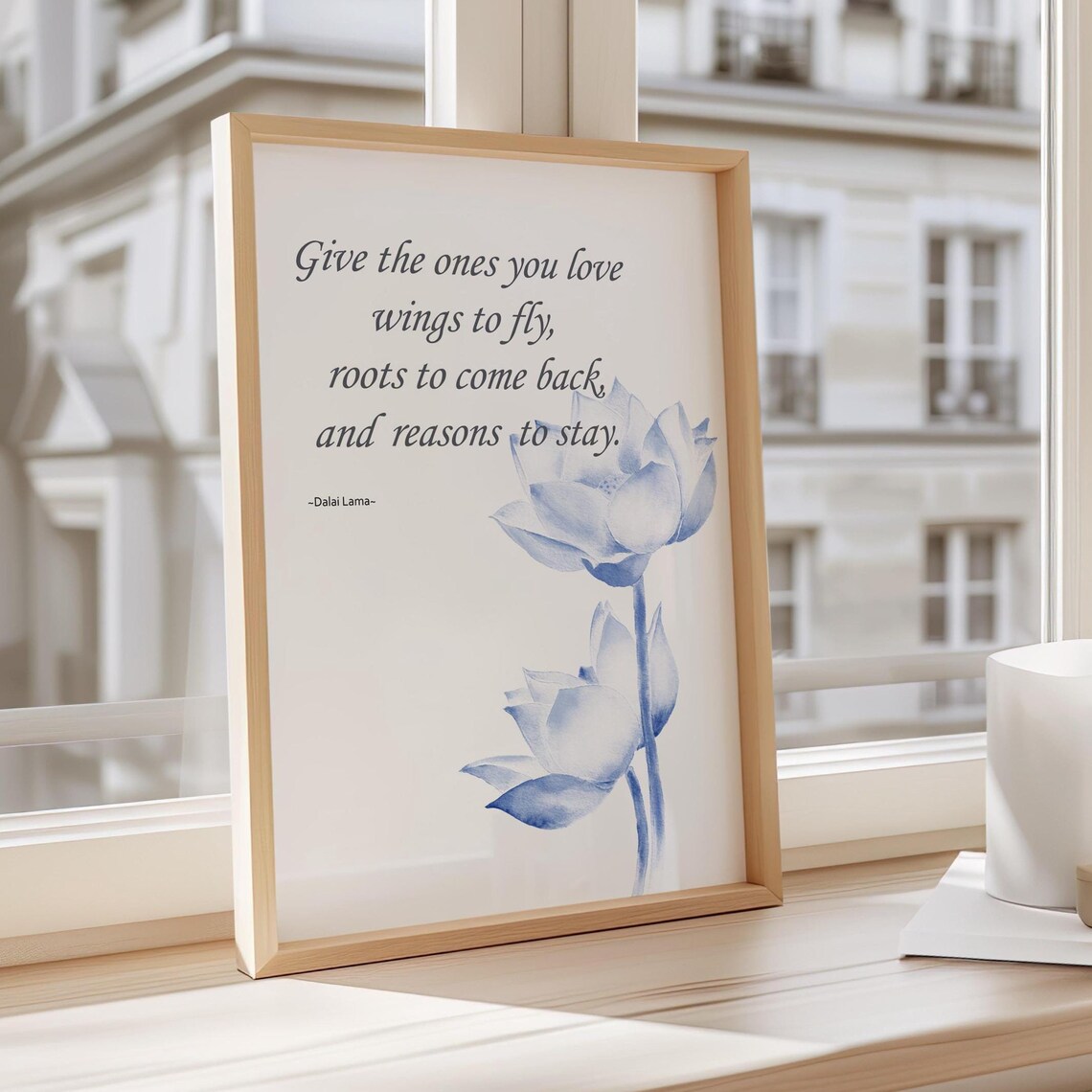 Dalai Lama Give Wings To Fly Love Quote Lotus Watercolor Poster
