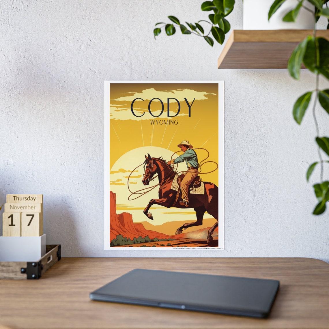 Cowboy Art Deco Travel Poster, Western Gift - Image 6