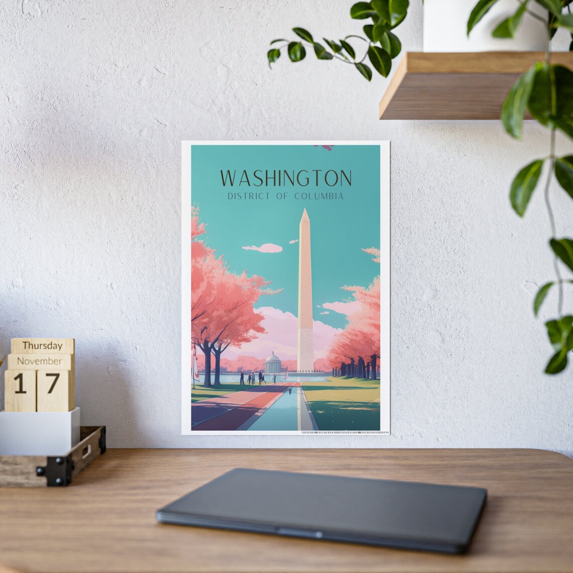 Washington Art Deco Travel Poster, Washington Monument - Image 5