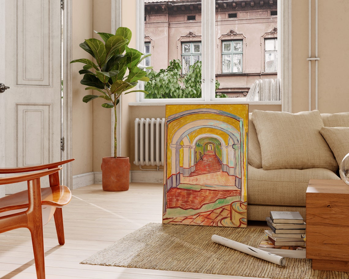 Vincent Van Gogh Corridor in the Asylum 1889 Arched Hall Poster