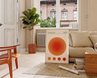 Bauhaus Poster Print Orange Bauhaus Poster Boho Wall Art Minimalist Print Geometric Print Abstract Print