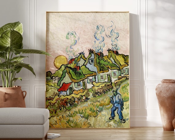 Vincent Van Gogh Poster Houses And Figure 1890 Van Gogh Print Museum Wall Art Vintage Poster Vintage Print