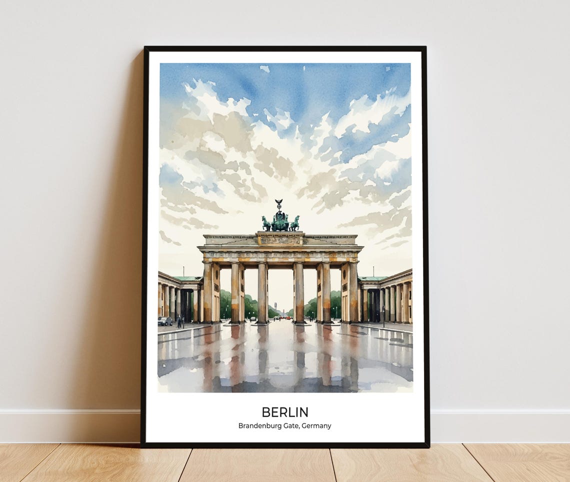 Berlin Brandenburg Gate City Watercolor Germany Travel Poster