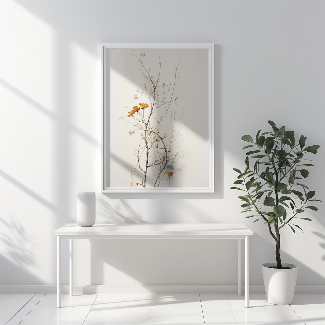 Minimalist Botanical Flower and Branch Art Print - Image 2