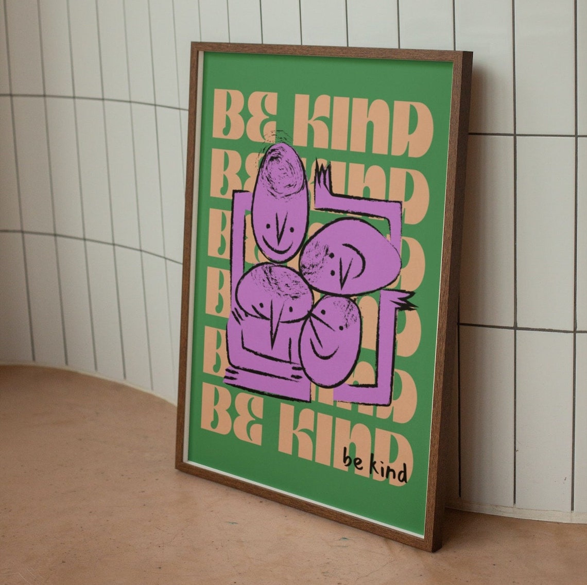 Be Kind Wall Print Retro Wall Decor Colourful Funky Wall Art Print Retro Prints Large Art - Image 2