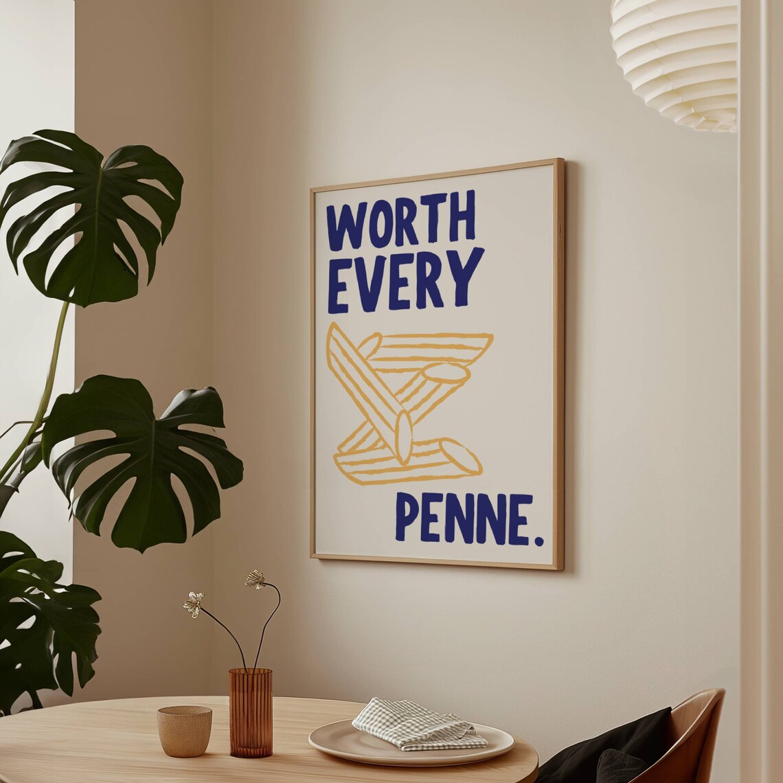 Worth Every Penne Pasta Wall Print, Italian Food Poster - Image 2