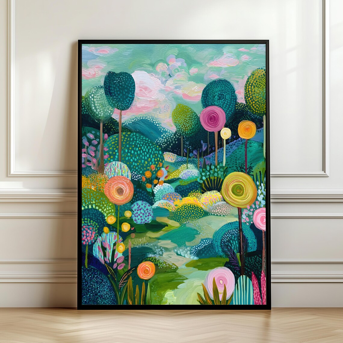 Whimsical Colorful Forest Abstract Landscape Art Print