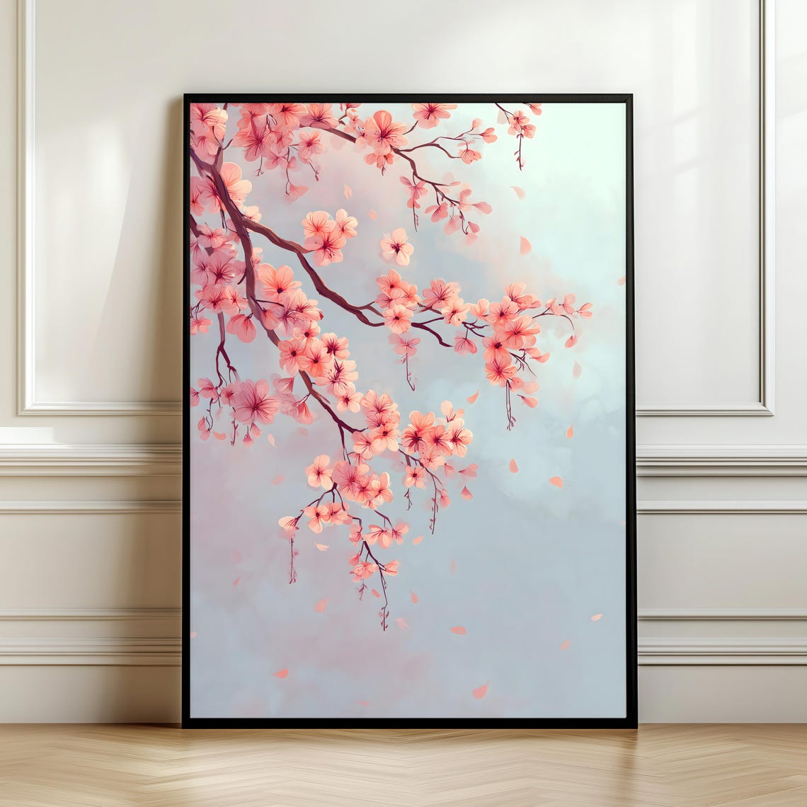 Soft Pink Cherry Blossom Branches Japanese Sakura Dreamy Spring Poster