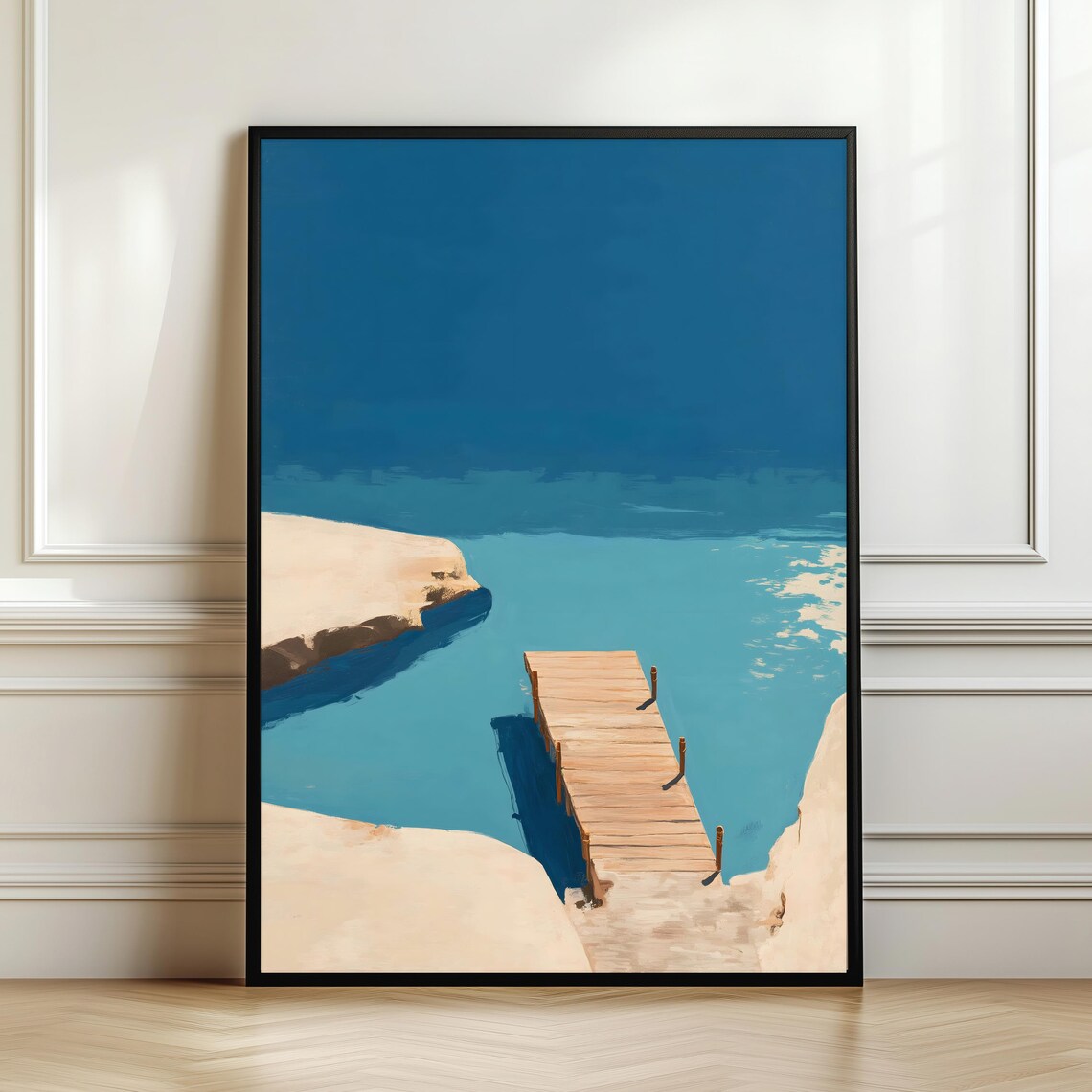 Mediterranean Seascape, Calm Ocean Dock Poster