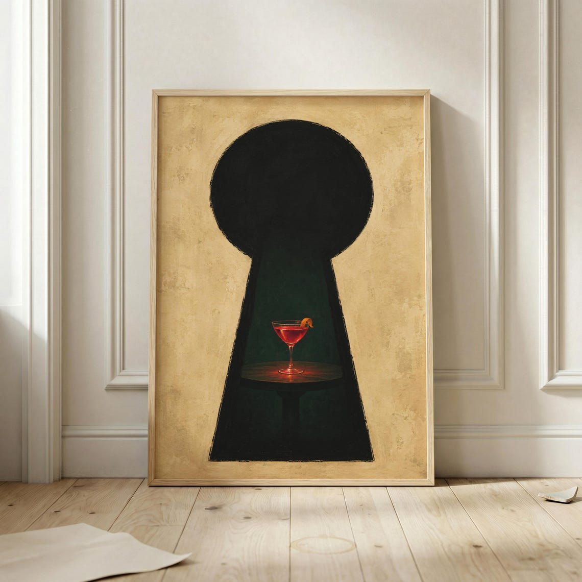 Vintage Keyhole Cocktail Poster Moody Speakeasy Martini Bar Decor