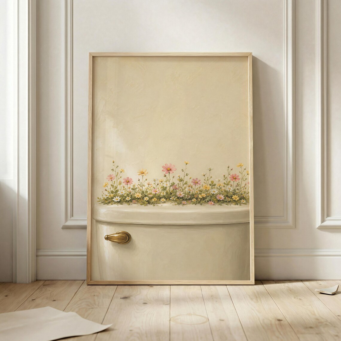 Wildflowers Blooming Out Of Toilet Tank Quirky Bathroom Poster