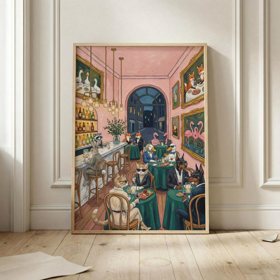 Fancy Animals Fine Dining Restaurant Party Funny Animal Poster