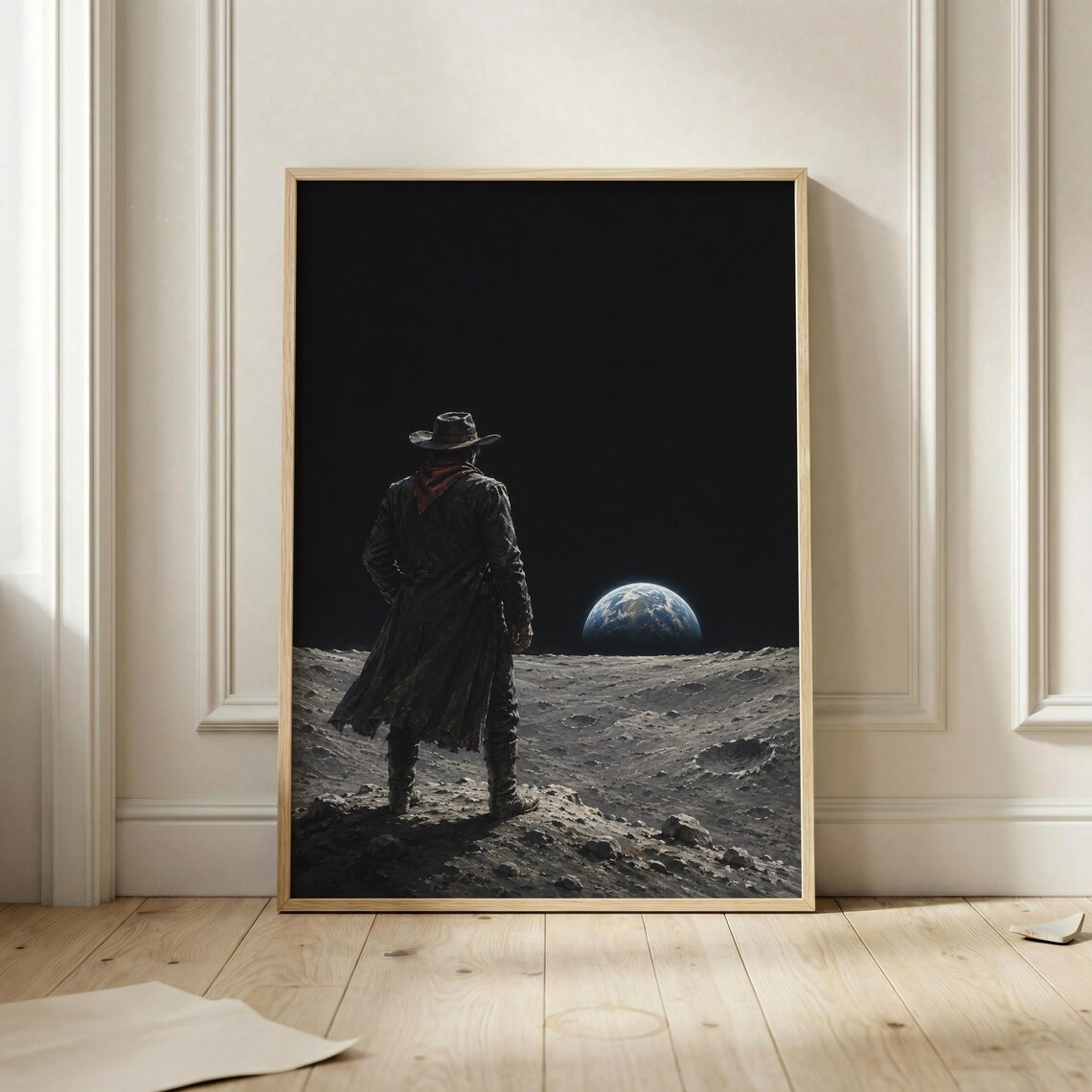Cowboy On The Moon, Western Space Art Print