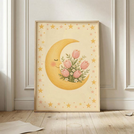 Cute Snail Wall Art Print Cottagecore Animal Poster Floral Artwork Whimsical Nursery Decor Orange Aesthetic Home