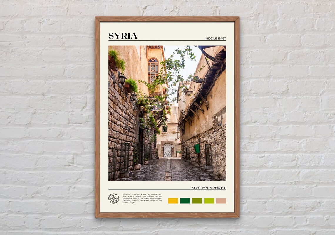 Syria Travel Poster, Middle East Wall Art Print