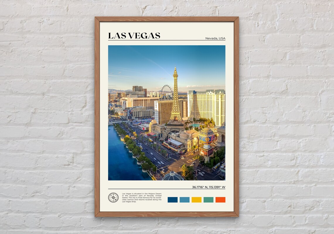 Las Vegas Strip Paris Replica Tower Casinos Photography Travel Poster