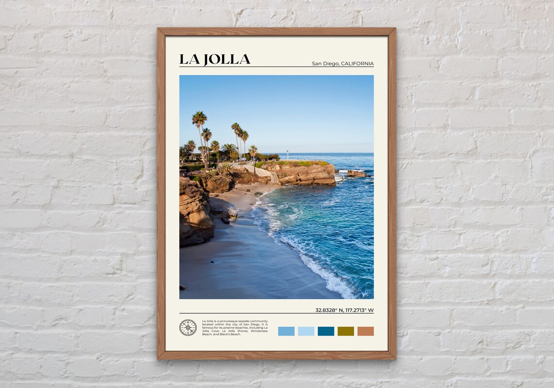 La Jolla Travel Poster, San Diego Wall Decor