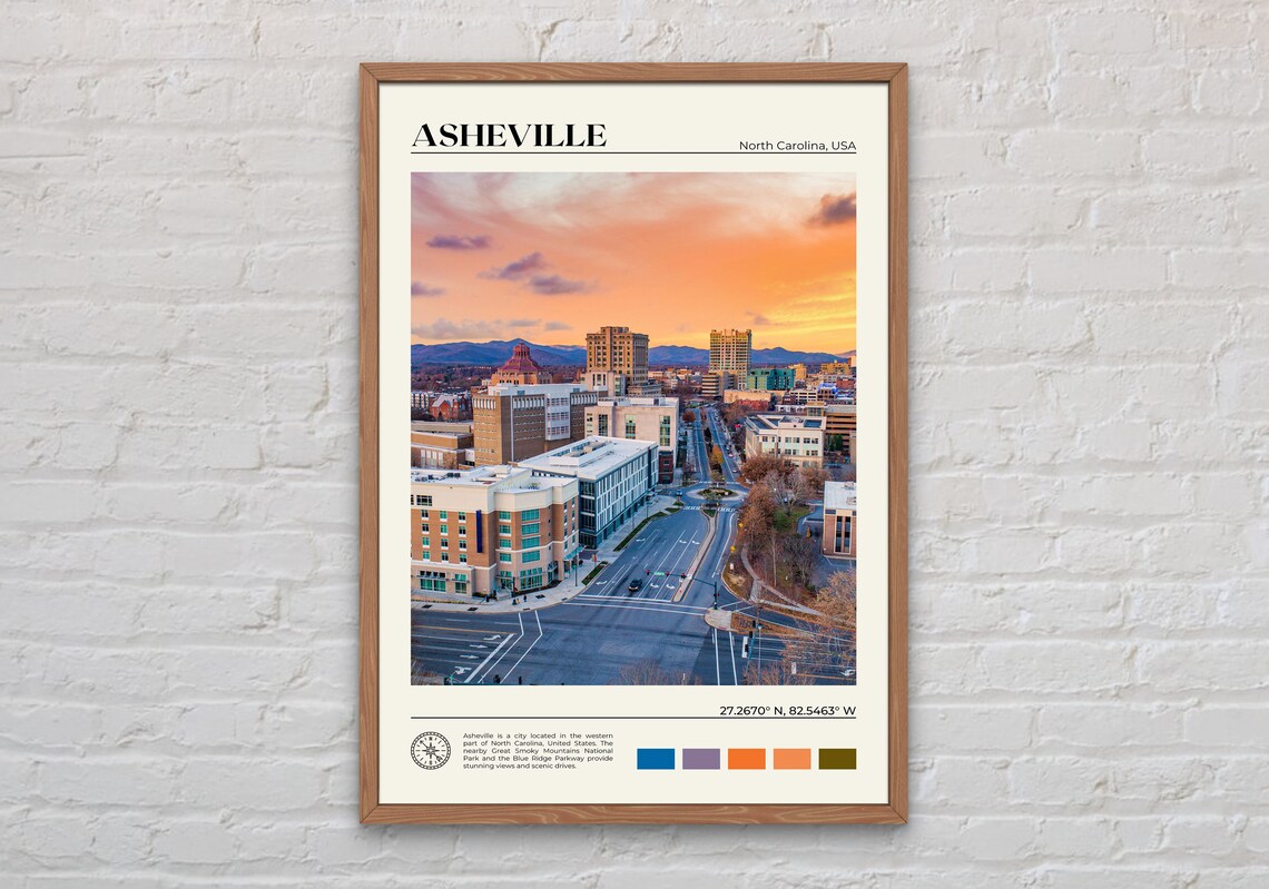 Asheville Travel Poster, USA Place Print