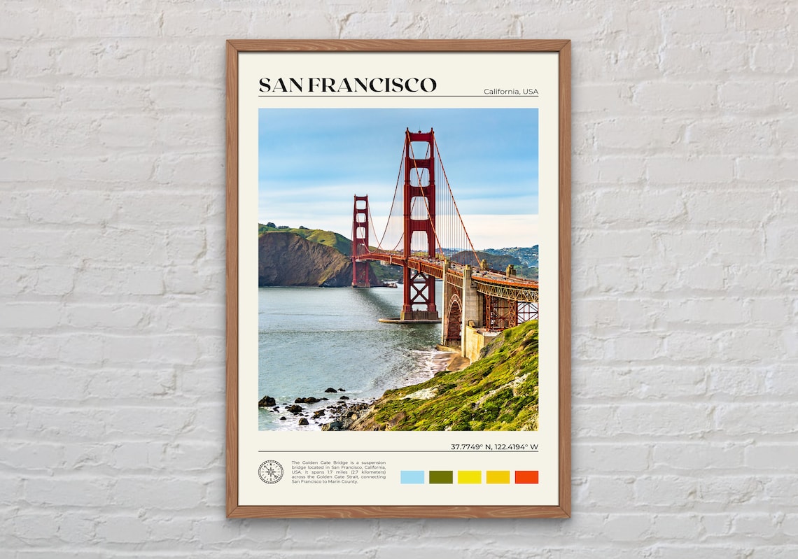 San Francisco Real Photo Poster, USA Travel Art