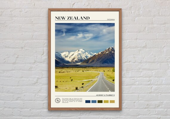 New Zealand Travel Poster, Real Photo Art Print