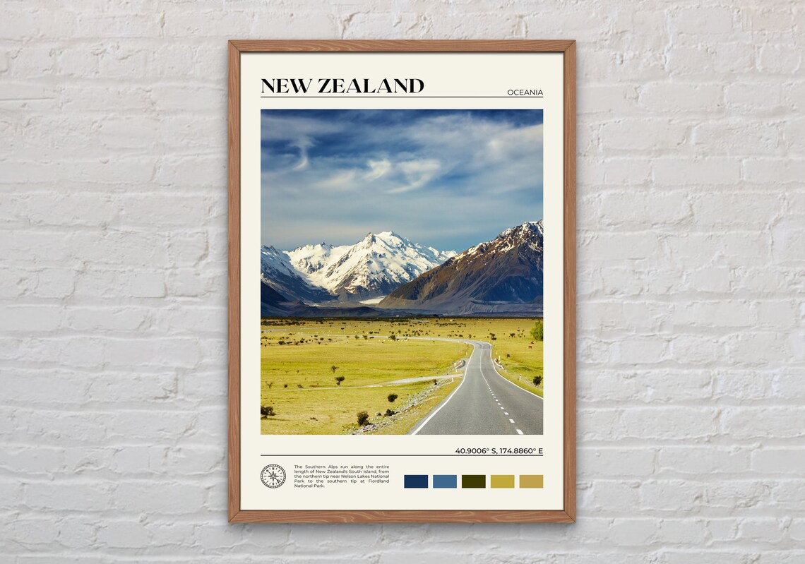 New Zealand Travel Poster, Real Photo Art Print