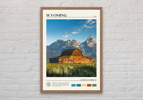 Wyoming Travel Poster, United States Wall Art