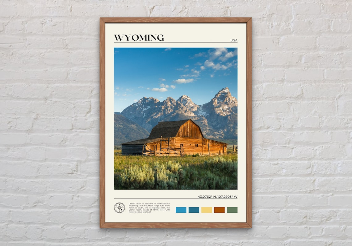 Wyoming Travel Poster, United States Wall Art