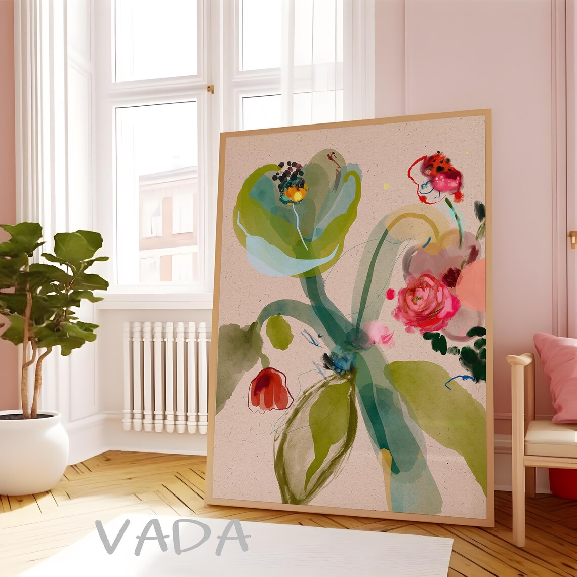 Abstract Botanical Floral Watercolor Art Print - Image 4