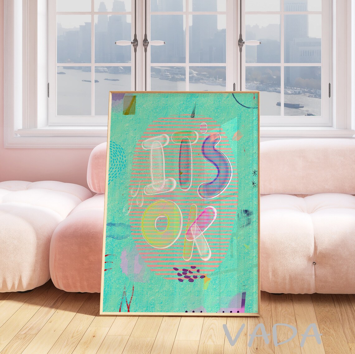 It Is OK Mint Bubble Letters Retro Motivational Quote Art Poster - Image 4