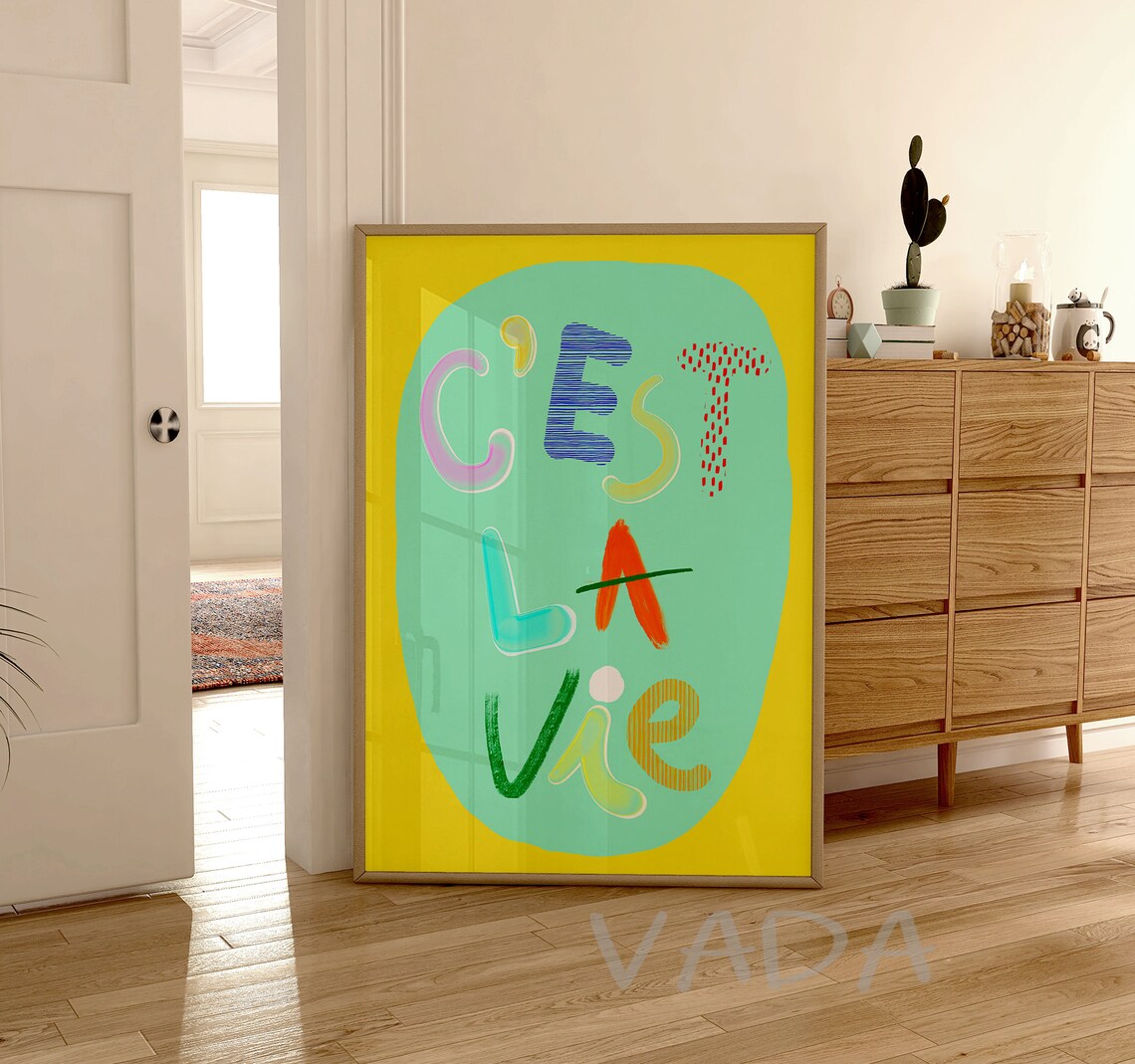 C Est La Vie Colorful Hand Drawn Letters Cheerful Quote Art Poster - Image 2