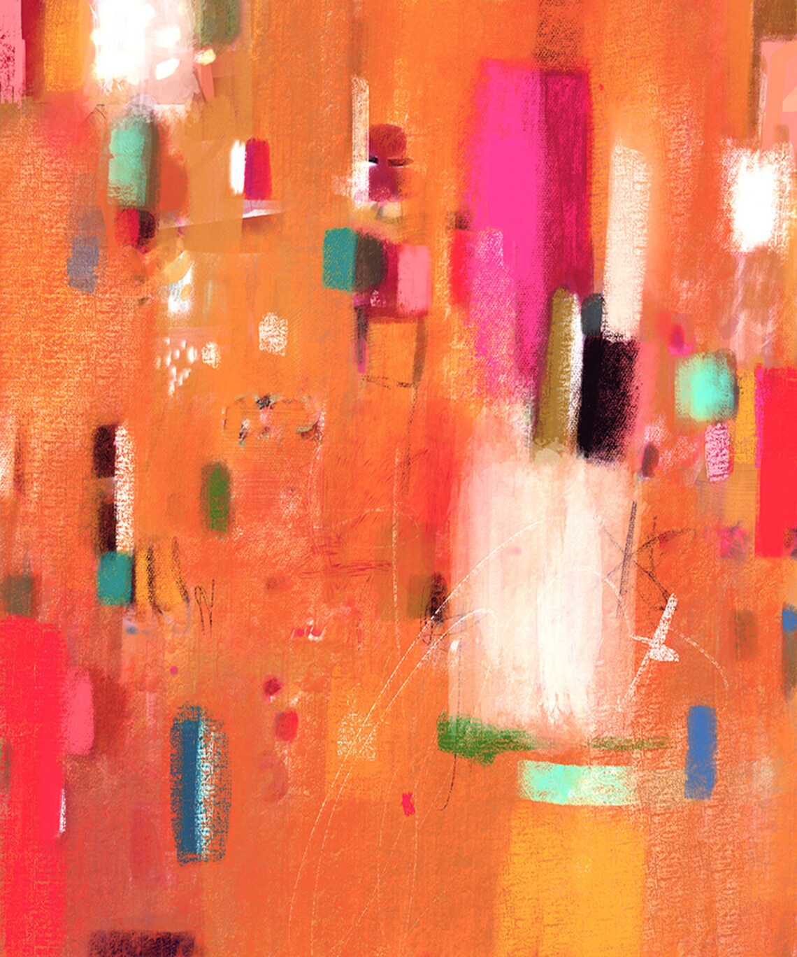 Abstract Colorful Orange Wall Art Print, Modern - Image 4