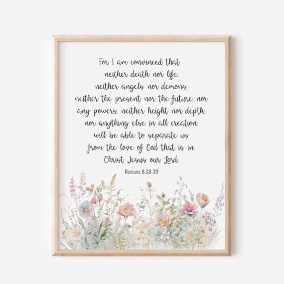 Romans 83839 Nothing Can Separate Us From The Love Of God Bible Verse Wall Art Christian Gift Scripture Print Watercolor Wildflowers