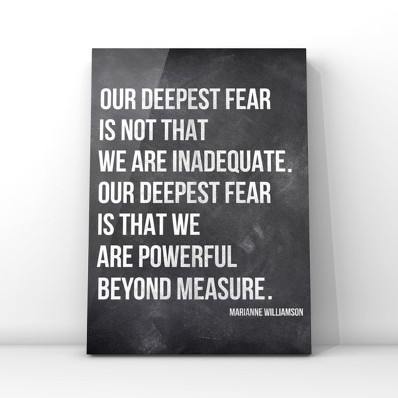Our Deepest Fear Marrianne Williamson Inspirational Quote Canvas Or Unframed Print