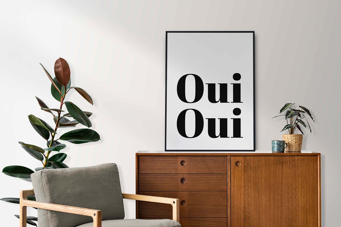 Minimalist Oui Art Print, Francophile Home Decor