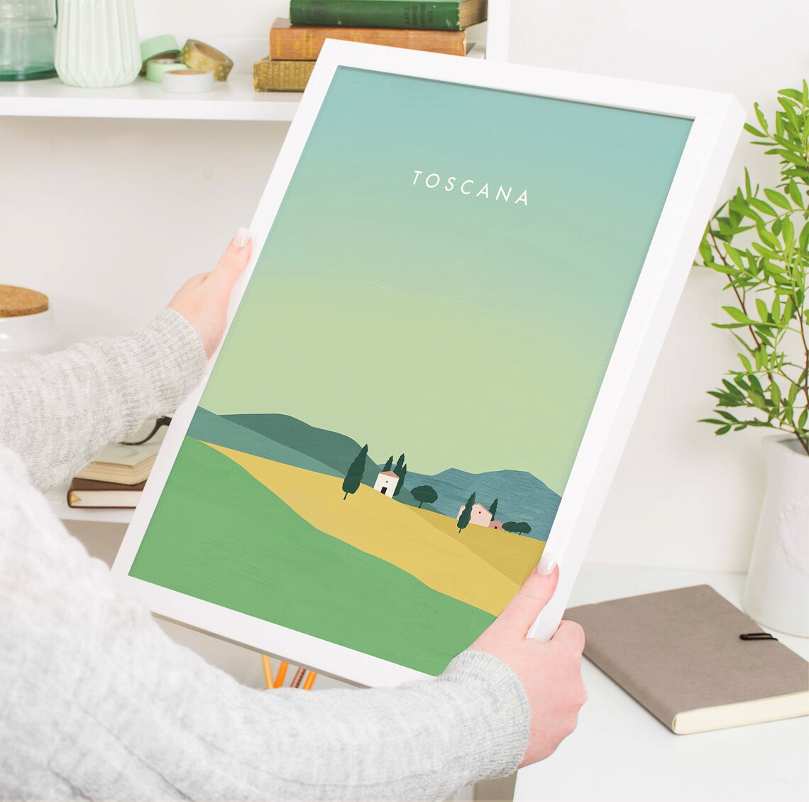 Toscana Italy Rolling Hills Cypress Villa Countryside Travel Poster - Image 4