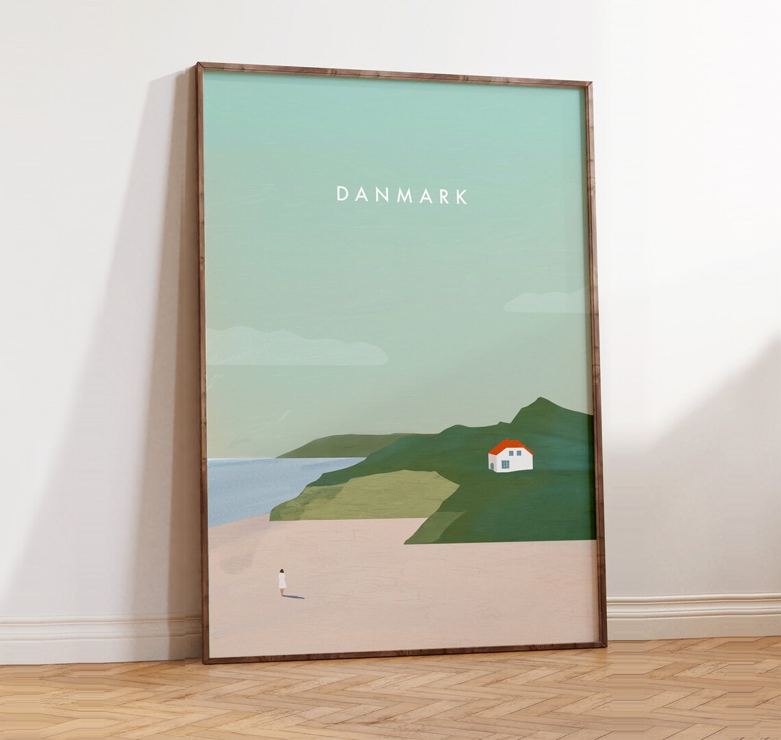 Denmark Minimalist Travel Poster, Nordic Wall Art