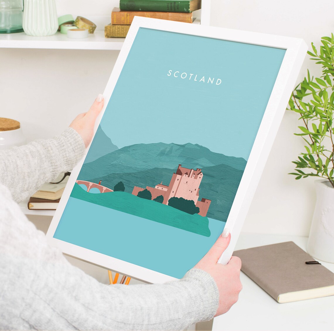 Scotland Highland Castle Loch Water Misty Scenic Travel Poster - Image 4