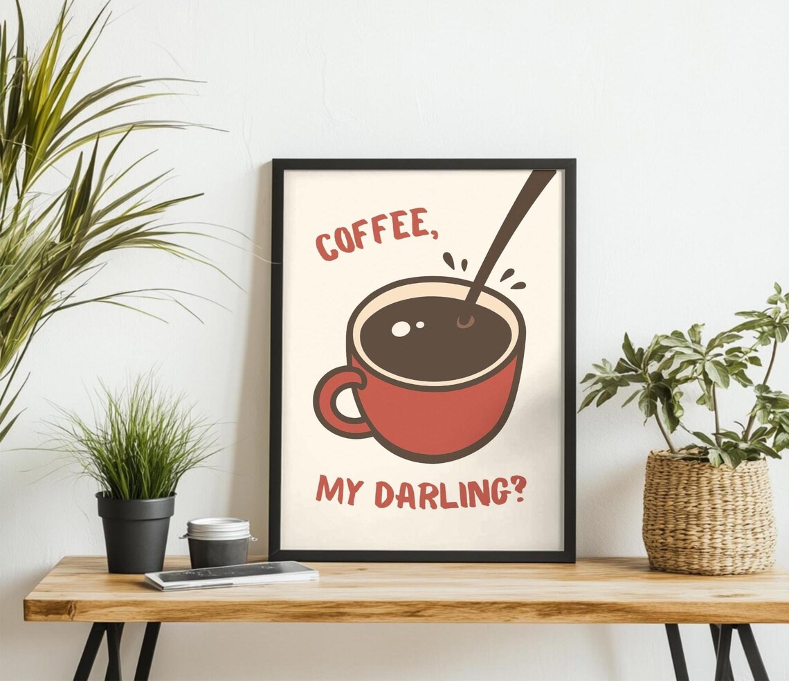 Coffee Quote Retro Kitchen Decor, Gift for Coffee Lovers