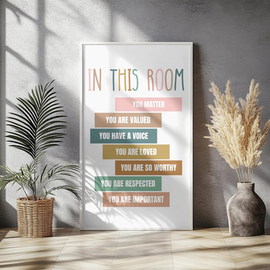 In This Room, Classroom Rules Kids Nursery Art