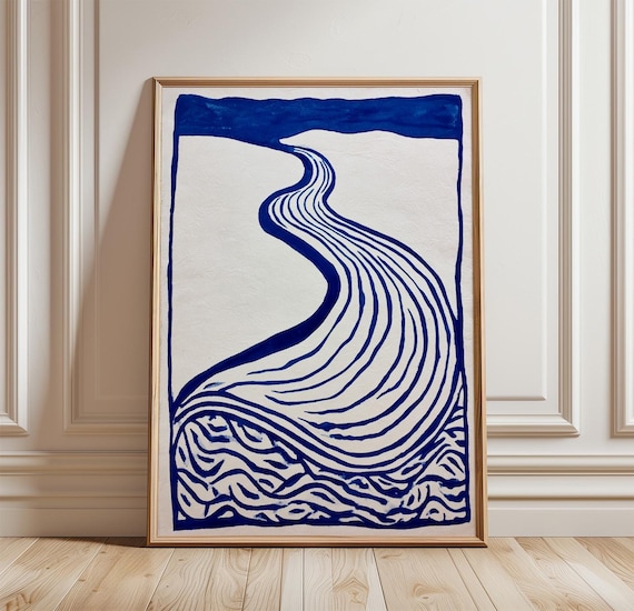 Blue Sand Dune Minimal Coastal Landscape Poster