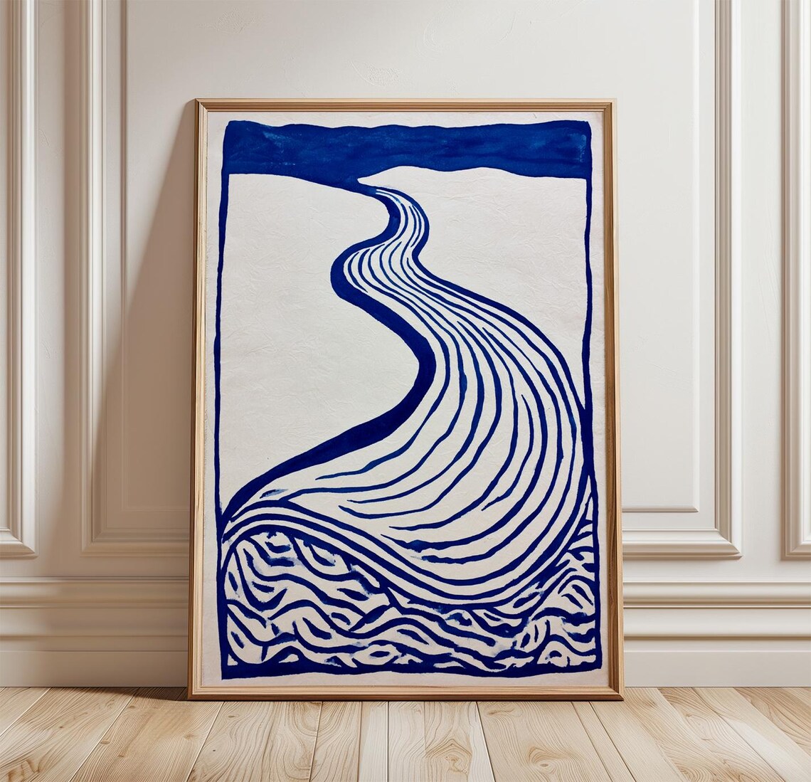 Blue Sand Dune Minimal Coastal Landscape Poster