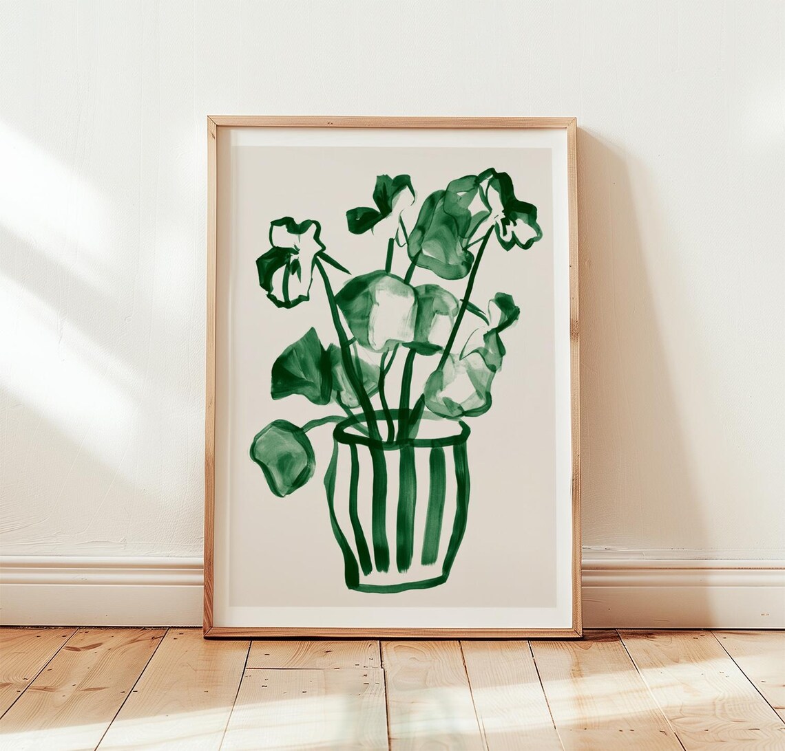 Green Botanical Abstract Floral Poster Print