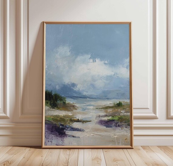 Coastal Seascape Stormy Sea Textured Abstract Ocean Art Poster