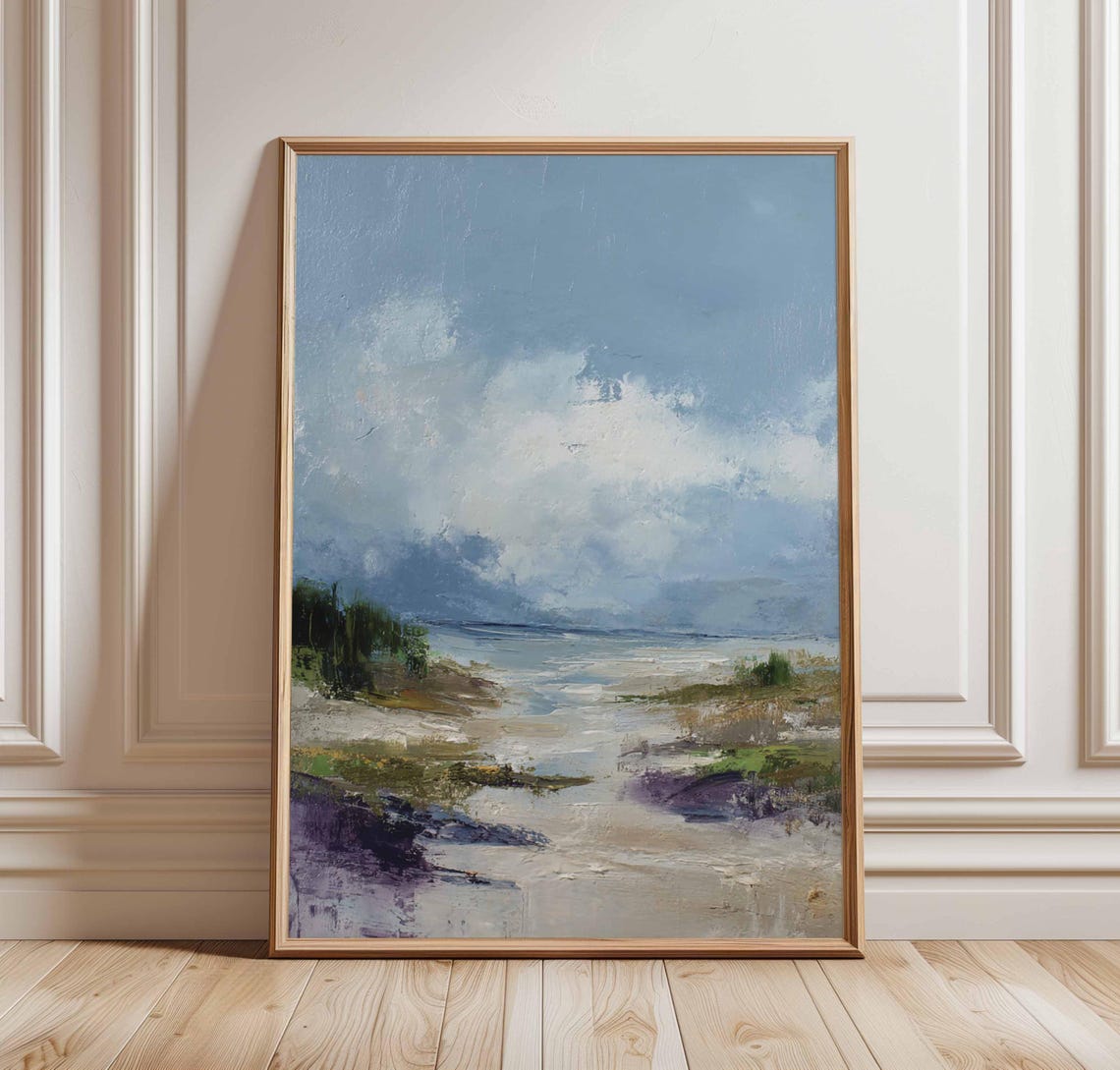 Coastal Seascape Stormy Sea Textured Abstract Ocean Art Poster