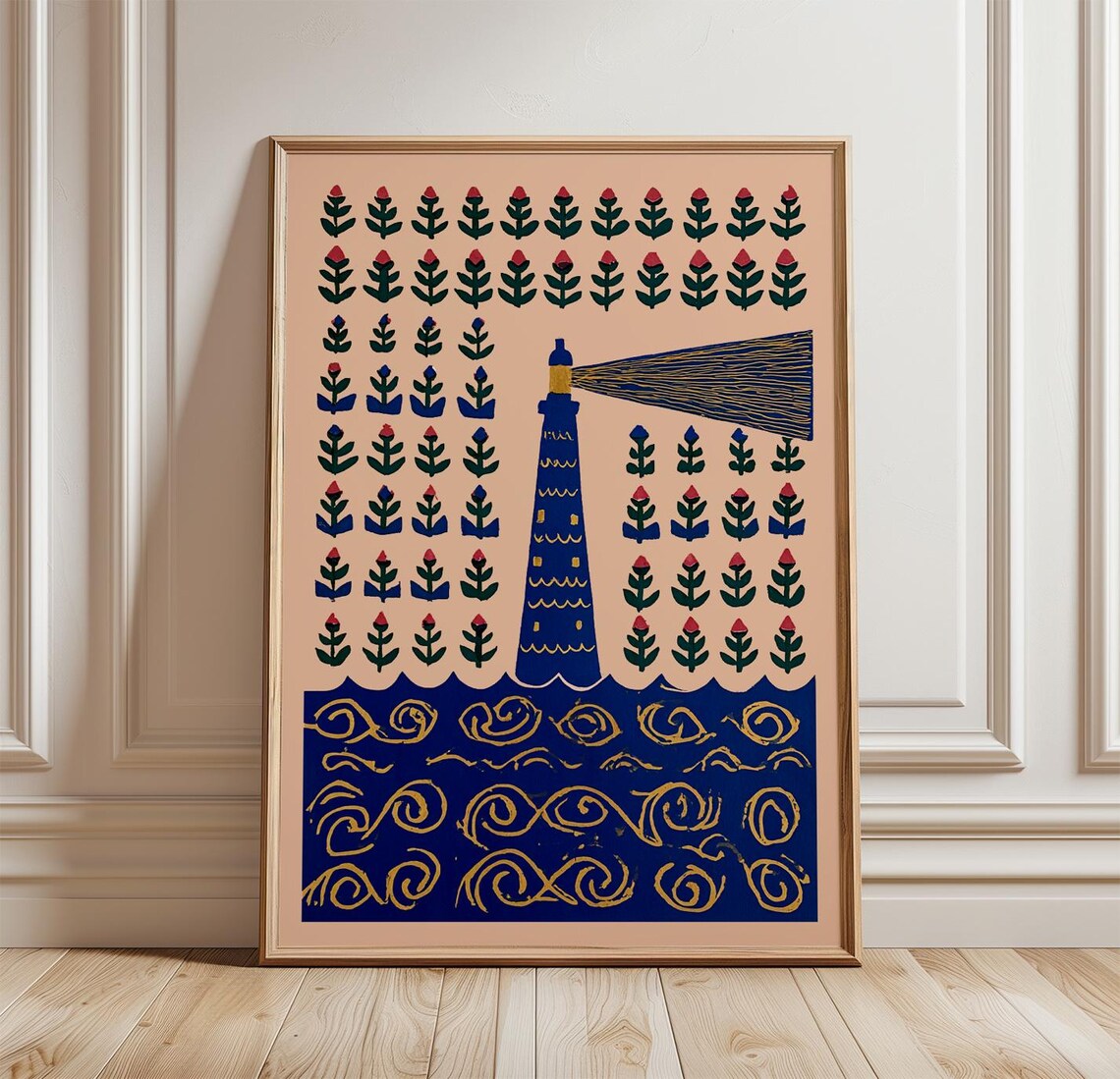 Lighthouse Coastal Nautical Travel Poster