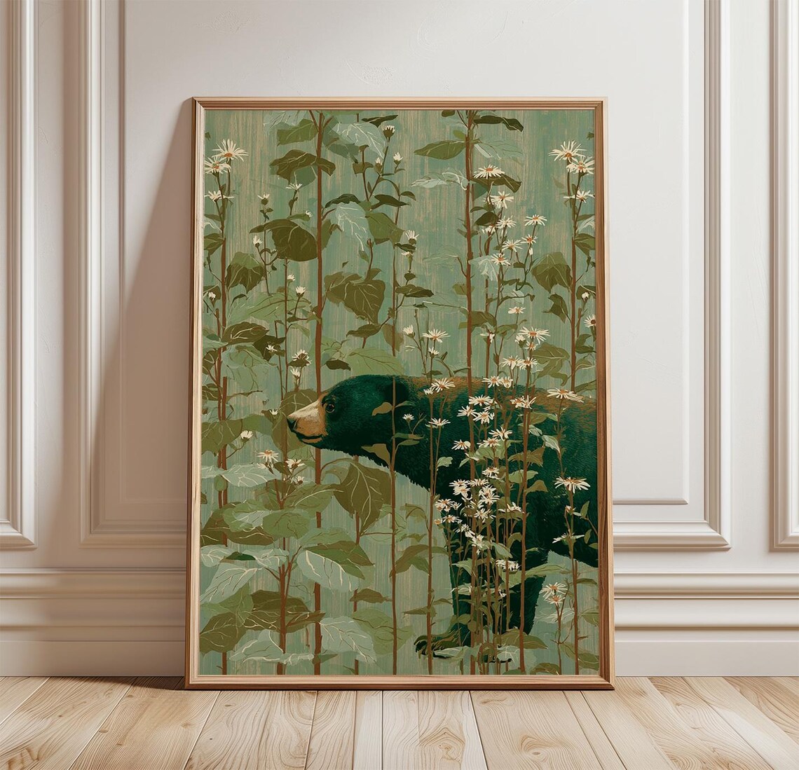 Bear Woodland Poster, Forest Botanical Nature