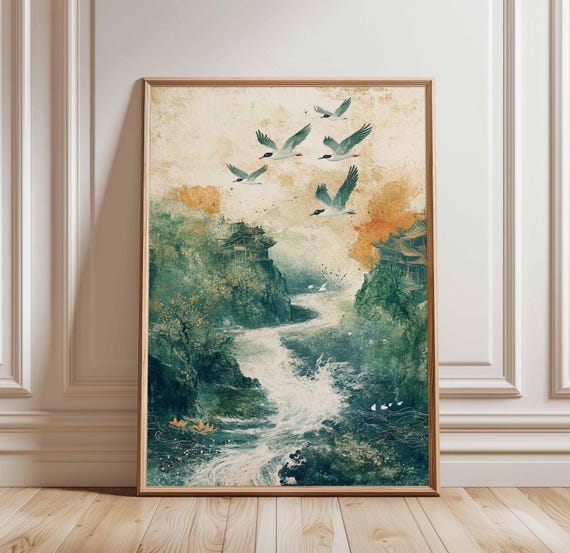Japanese Wall Art Floral Print Katsushika Hokusai Poster Decor Oriental Nature Botanical