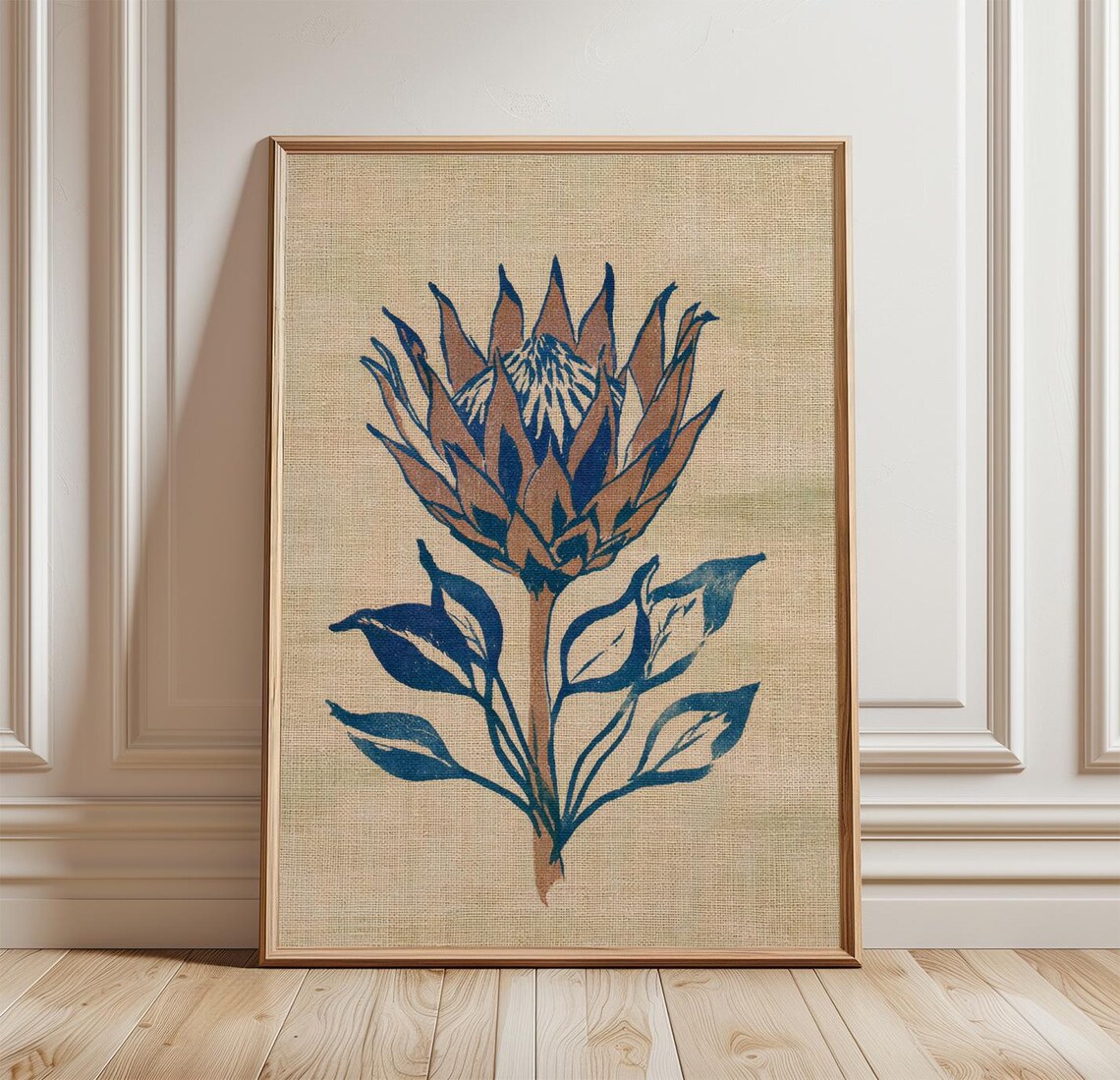 Blue Protea Flower Botanical Floral Art Print